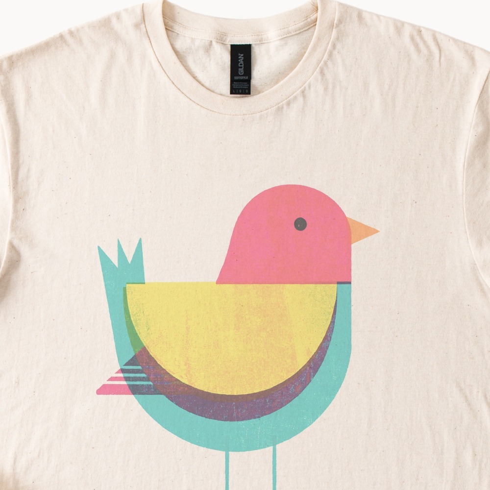 Boho Tee Abstract Avian Print Nature Inspired